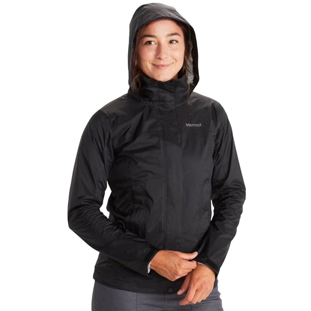 Marmot Women’s Small Black Lightweight Hooded Rain Jacket Windbreaker Packable